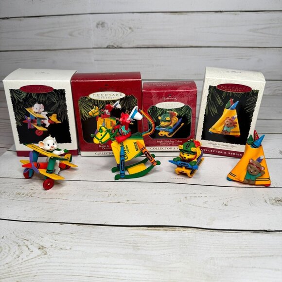 Hallmark Keepsake Ornaments Sunny Tepee Flying Sledding Rocking Colors Lot of 4 - Picture 1 of 16